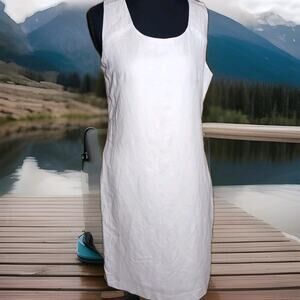 Banana Republic Linen Blend Womens Size 6 White Dress NWT Lined Sleeveless Midi